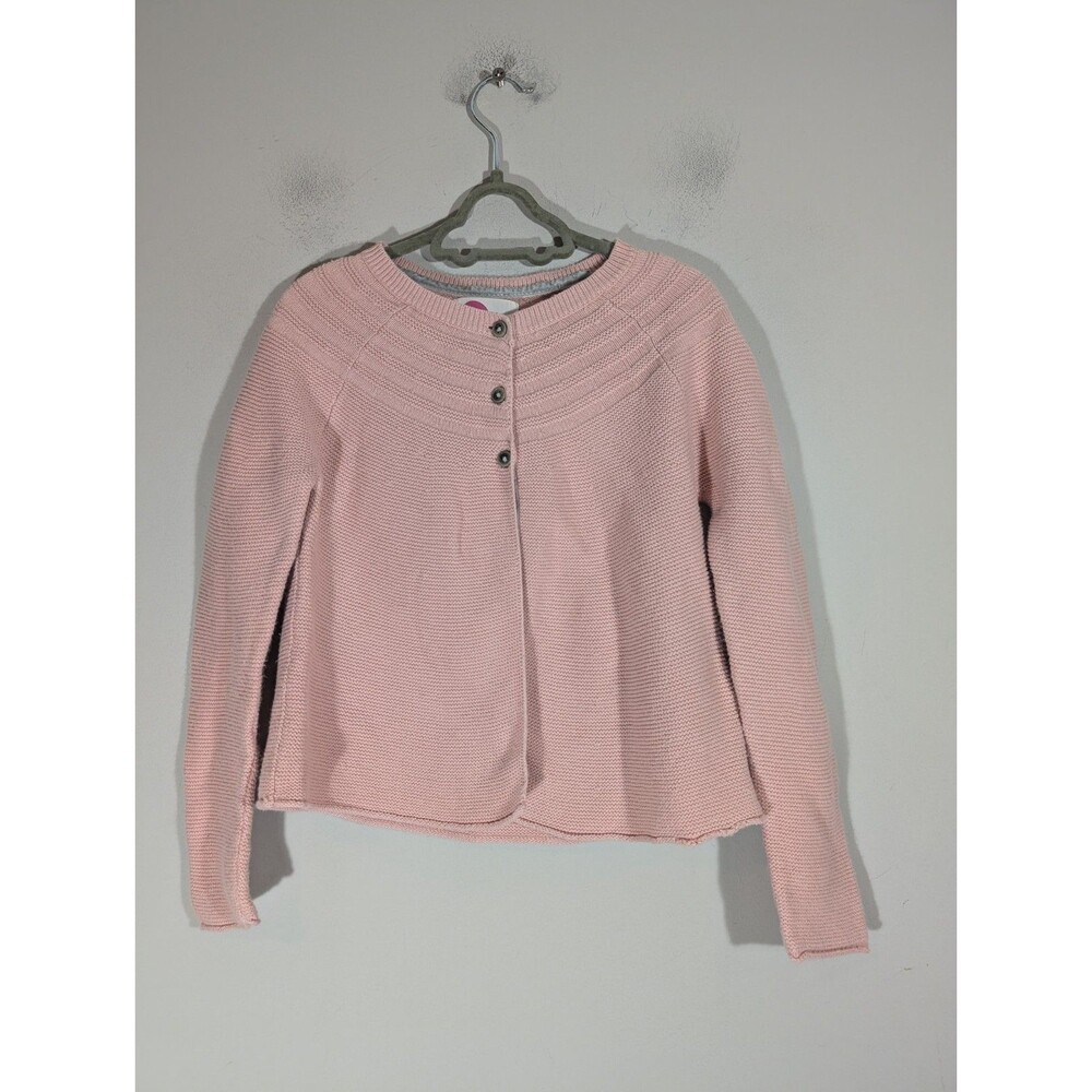 Mini Boden Girls Cardigan Knit Sweater Sz 7-8Y Pink Cotton Cashmere Buttons